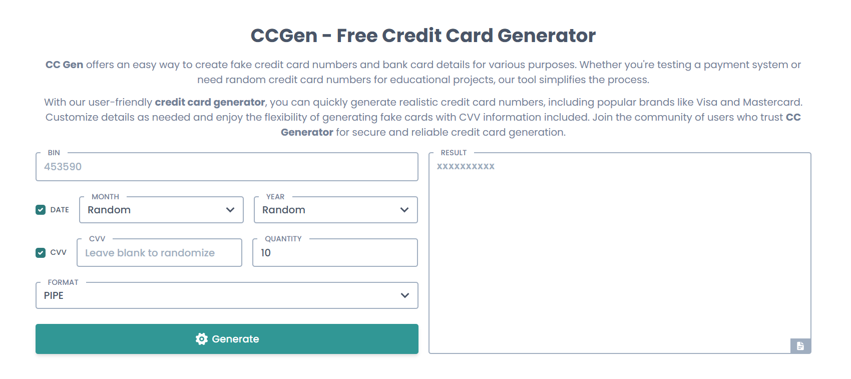 Is CCGen Safe to Use for Testing Payments