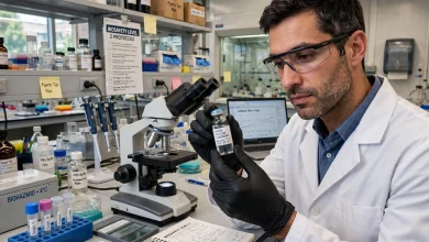 Laboratory researcher preparing a personalised cancer vaccine sample
